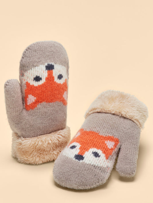 Powder kids fox mittens - slate