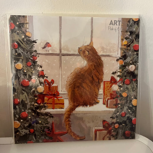 Christmas Card Pack of 6 - Ginger Cat - Bluebell and Willow
