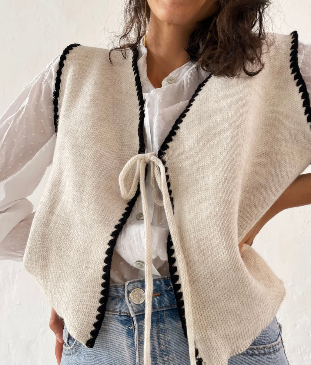 Beige knitted vest