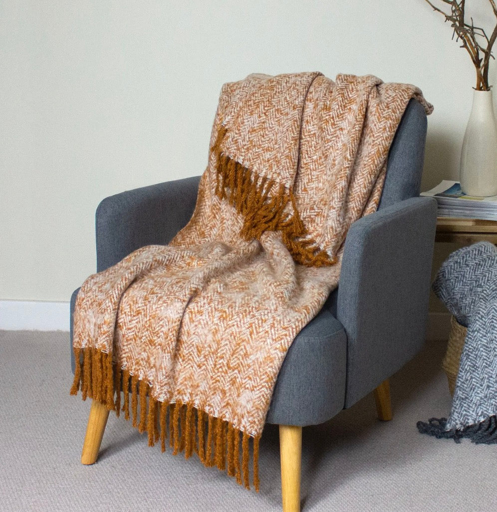 Weaver Herringbone throw - golden orange