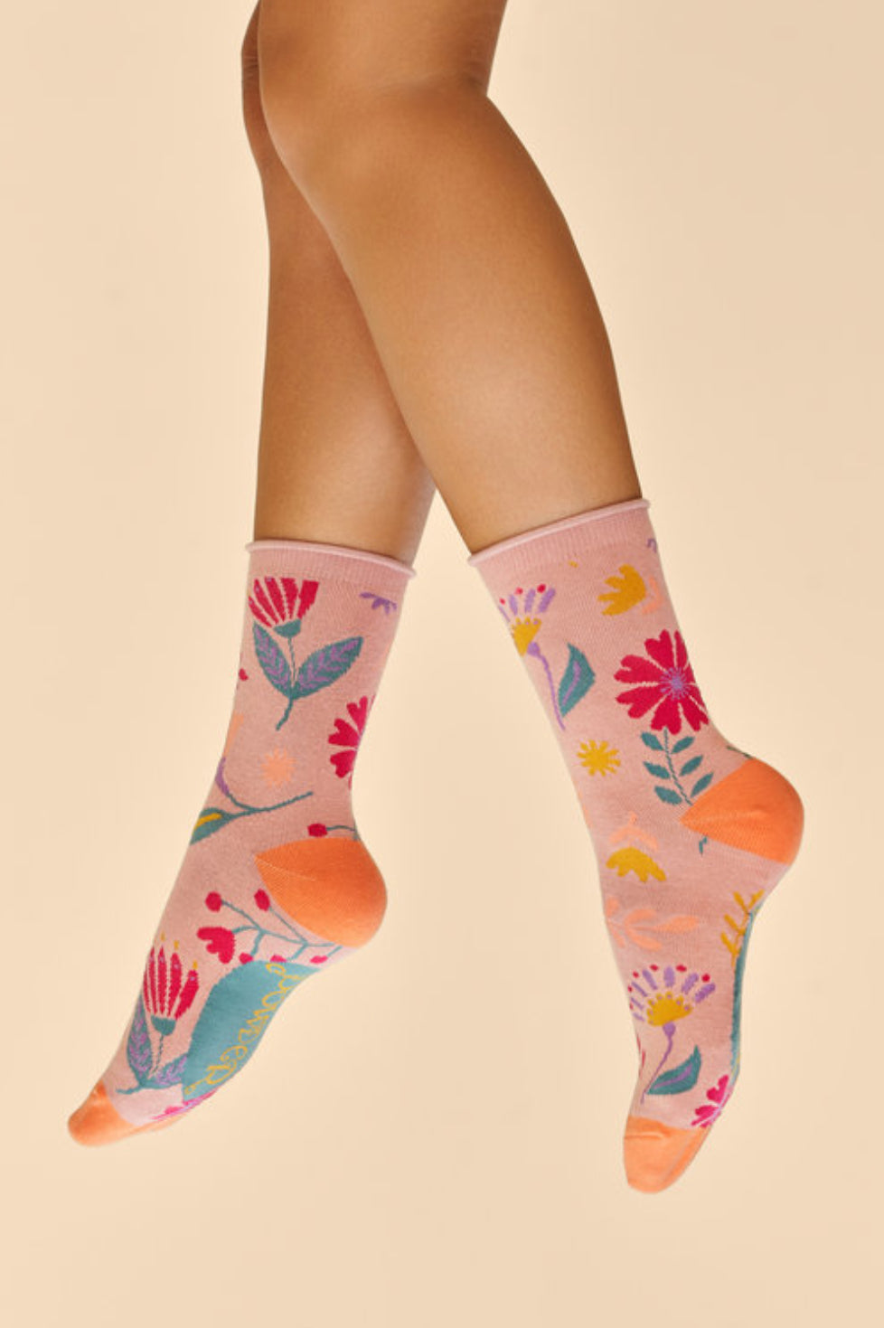 Powder ladies watercolour flowers ankle socks