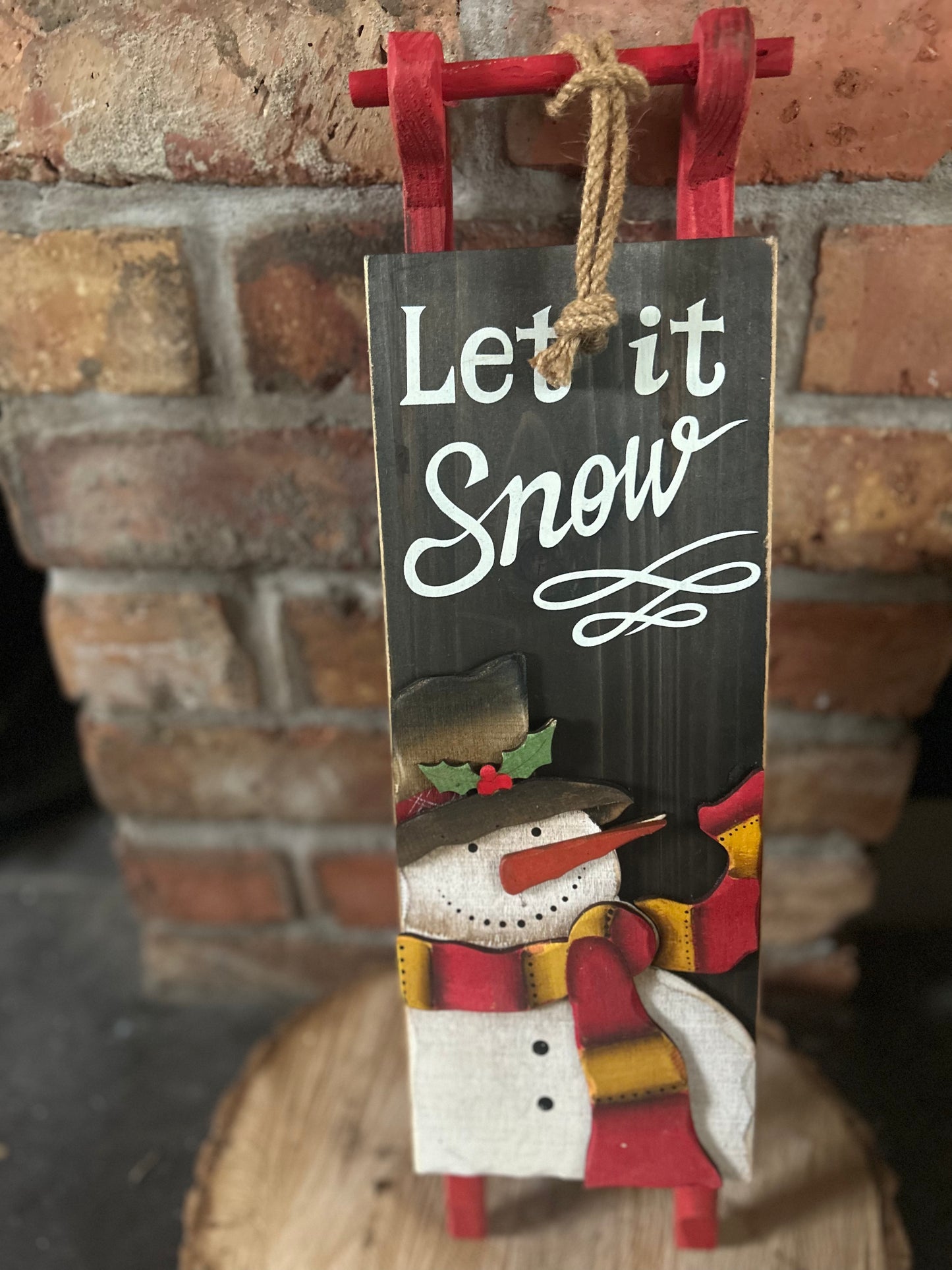 Red Decoration Sleigh - Snowman - Bluebell and Willow