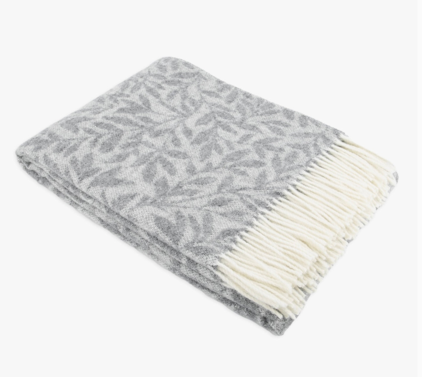 Grey Leaf Wool Blanket