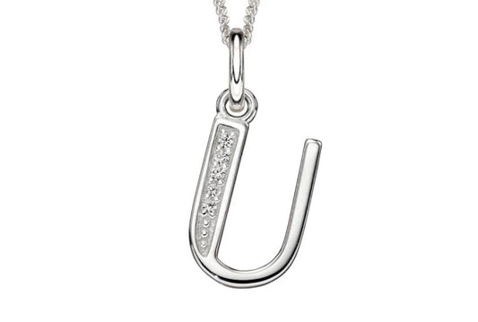 Beginnings Sterling Silver initial cubic zirconia - G, Q, U & Z - Bluebell and Willow
