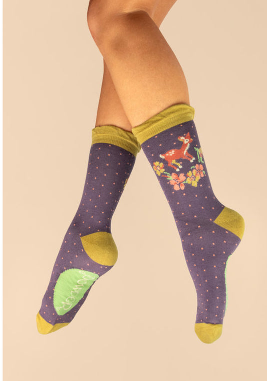 Powder ladies vintage fawn ankle socks