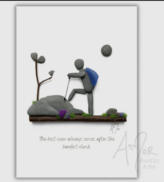 Climber pebble art print