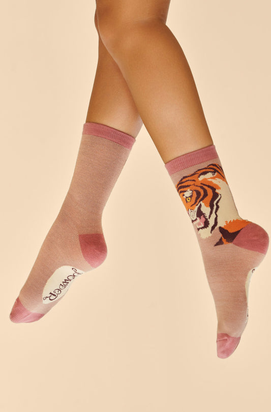 Powder ladies thrill of the tiger ankle socks