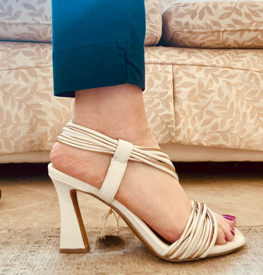 Marco Tozzi Cream and Gold Heels- Size 36 left