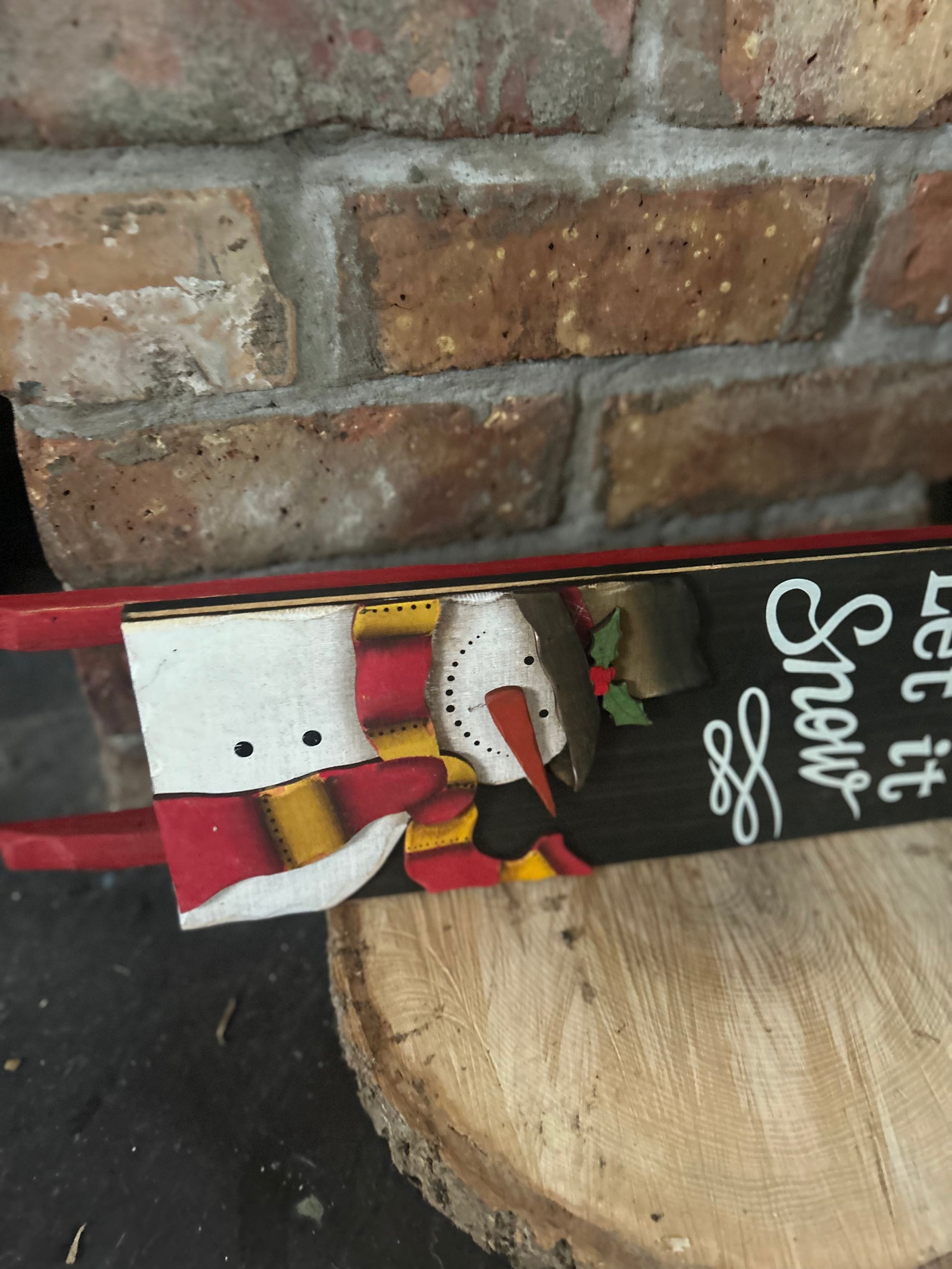 Red Decoration Sleigh - Snowman - Bluebell and Willow