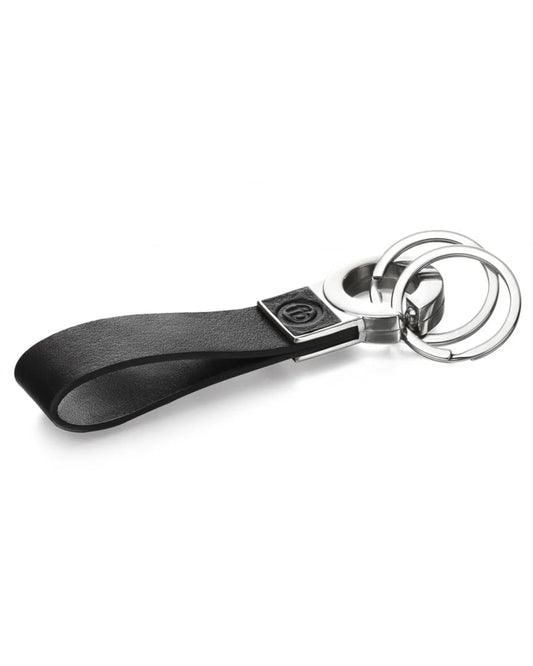 Fred Bennet Stainless Stealand Black Leather Keyring - Bluebell and Willow