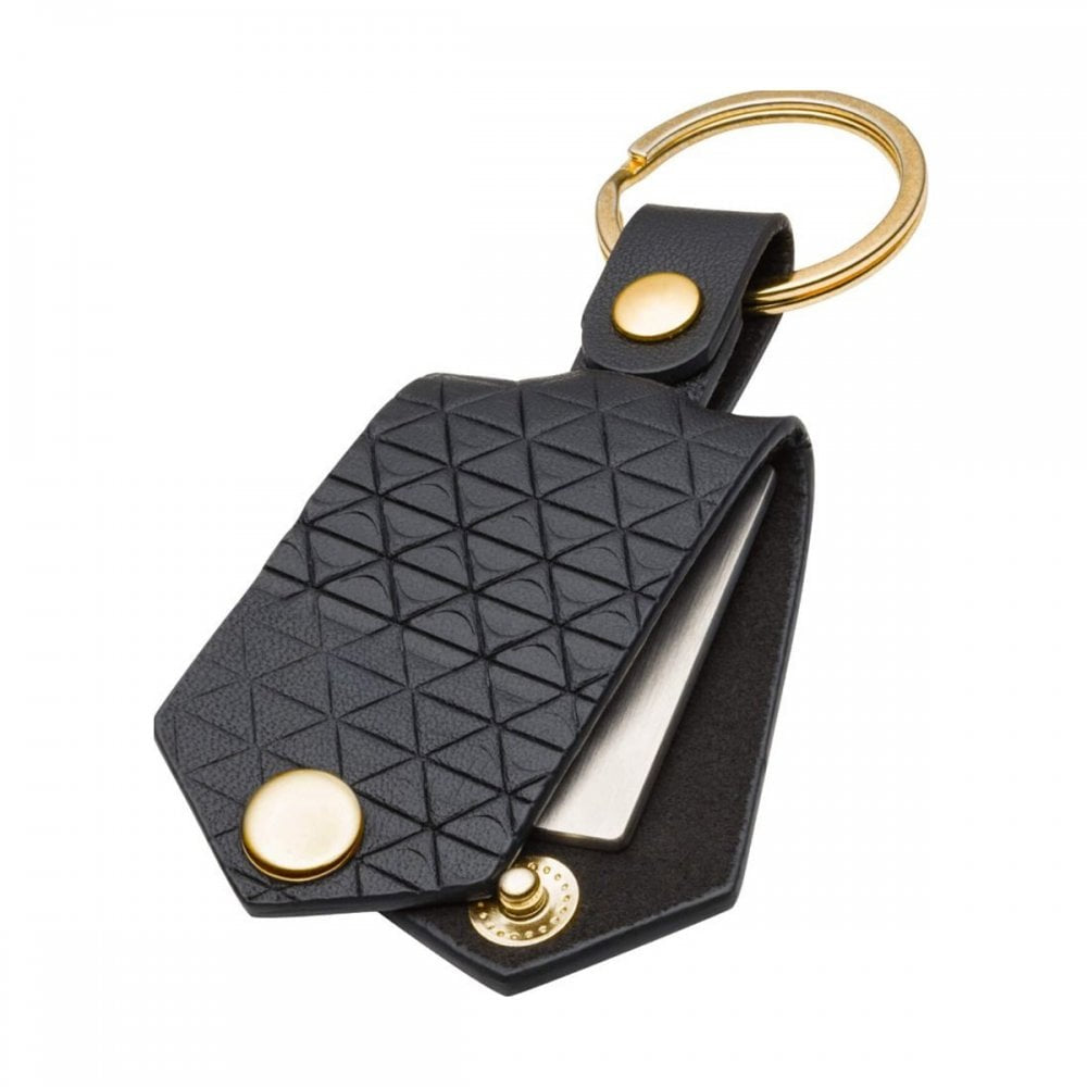 Fred Bennet Black Detailed Leather and Gold Tone Keyring - Bluebell and Willow
