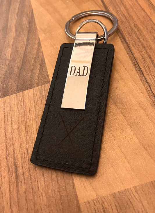 Fred Bennet Black Leather Keyring with “Dad” and Golf Clubs - Bluebell and Willow