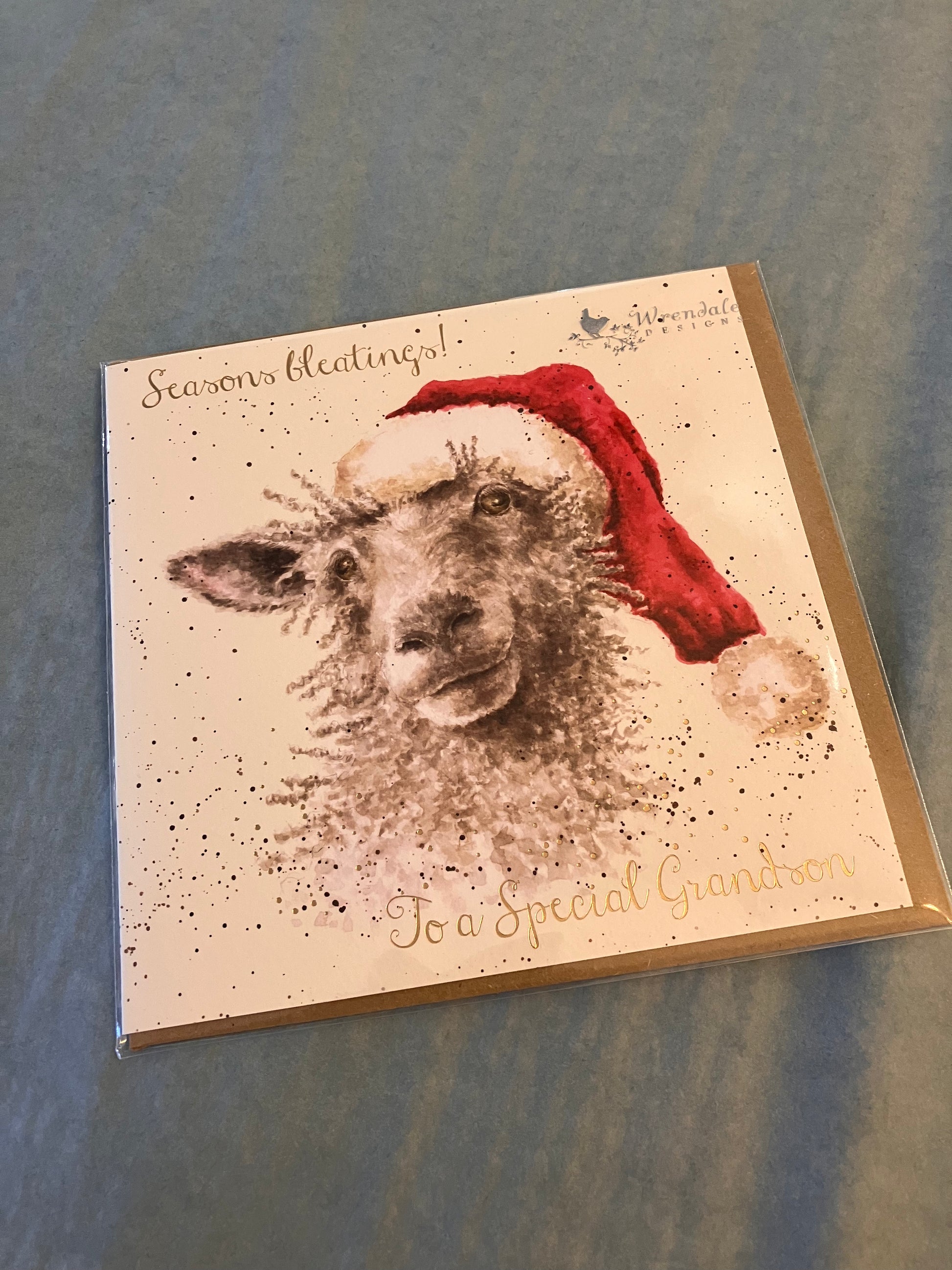 “Seasons bleatings To a Special Grandson” Christmas Card - Bluebell and Willow