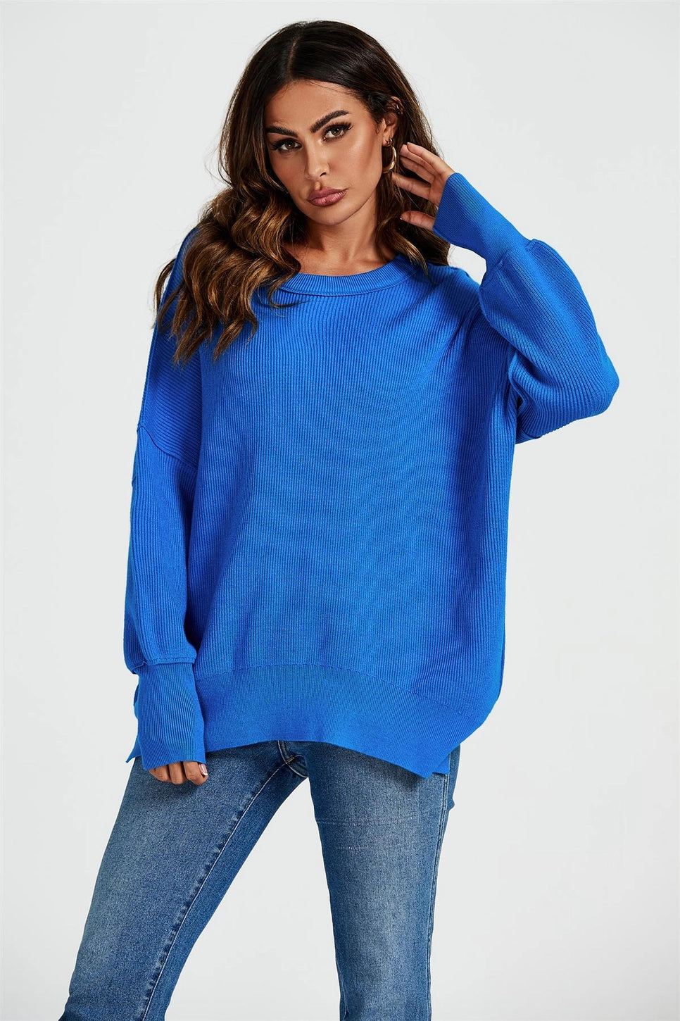 Ribbed Blue Jumper- One Size