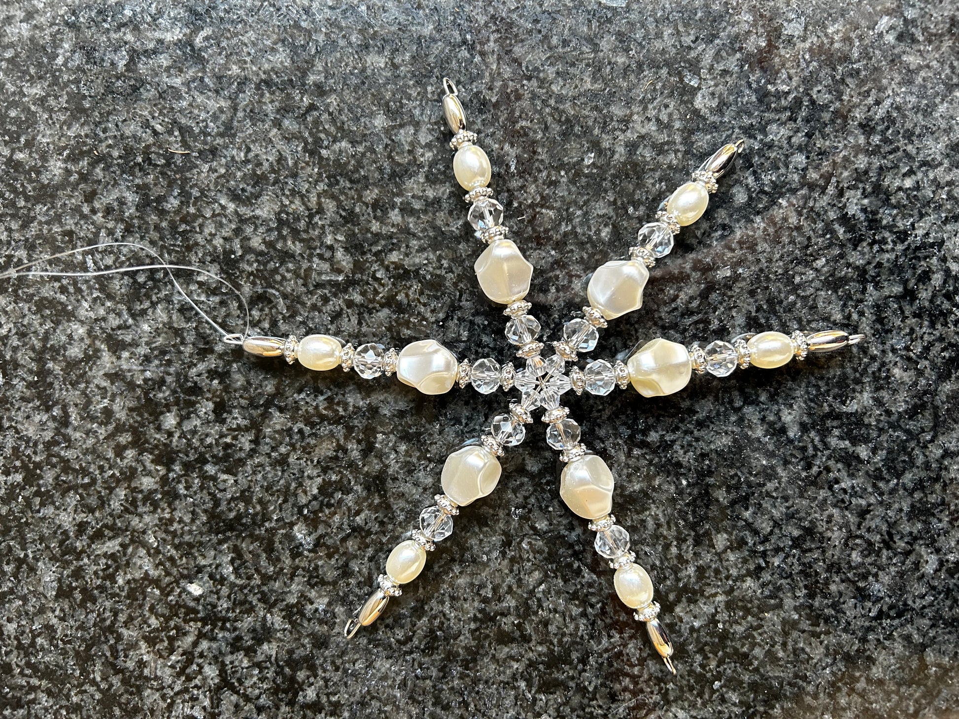 Large Silver Beaded Snowflake - Bluebell and Willow