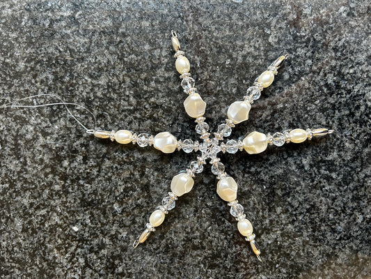 Large Silver Beaded Snowflake - Bluebell and Willow