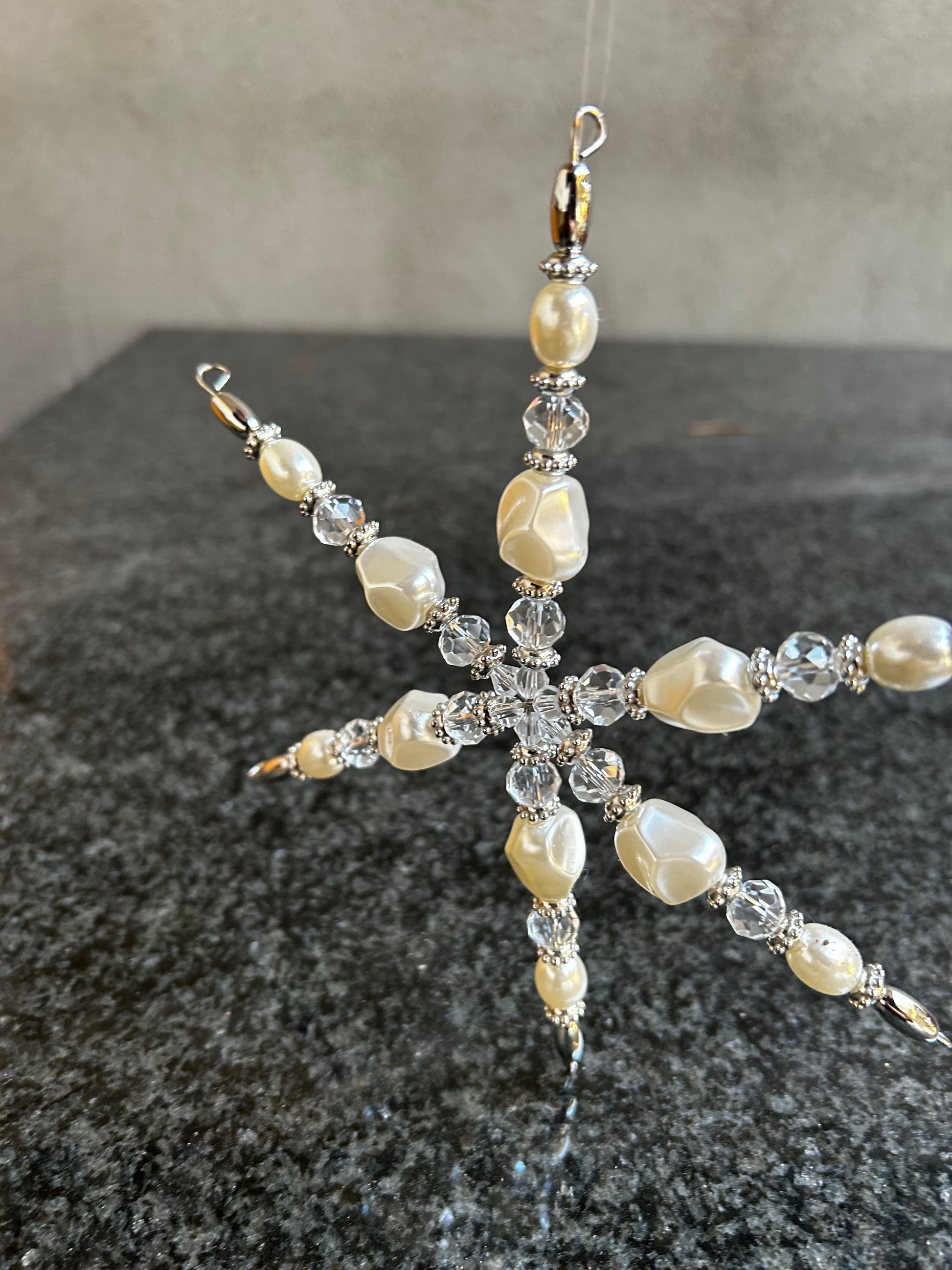 Large Silver Beaded Snowflake - Bluebell and Willow