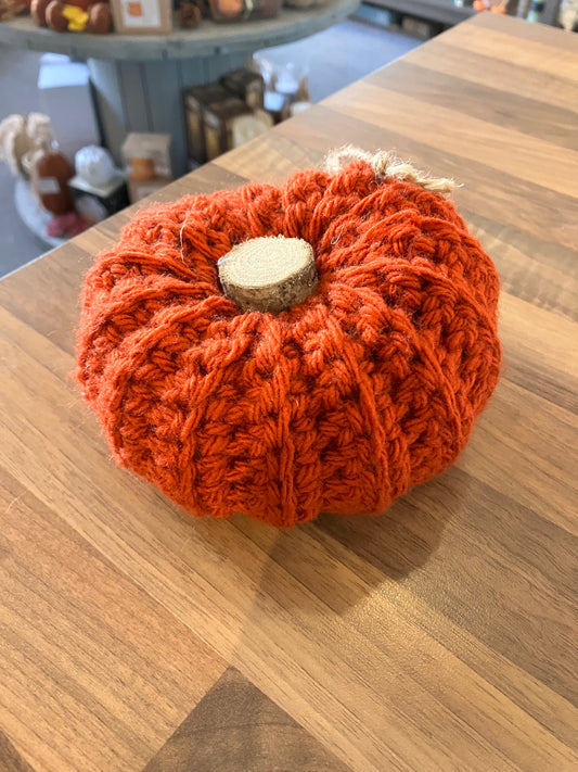 Crocheted Pumpkin- Dark Orange - Bluebell and Willow