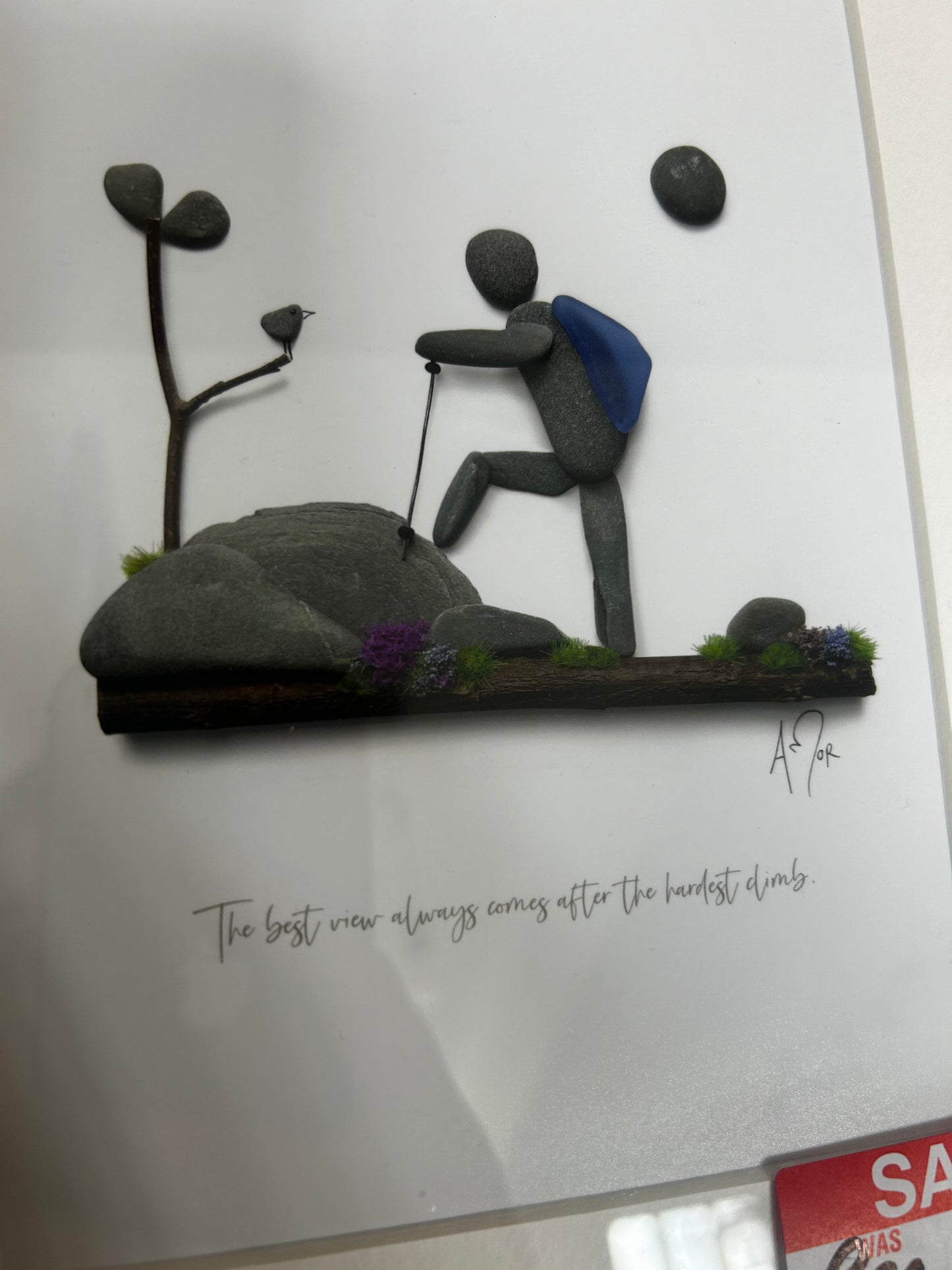 Climber pebble art print