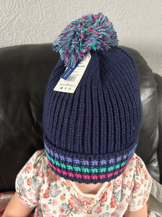 Lighthouse Bobbie Hat - Navy & stripe