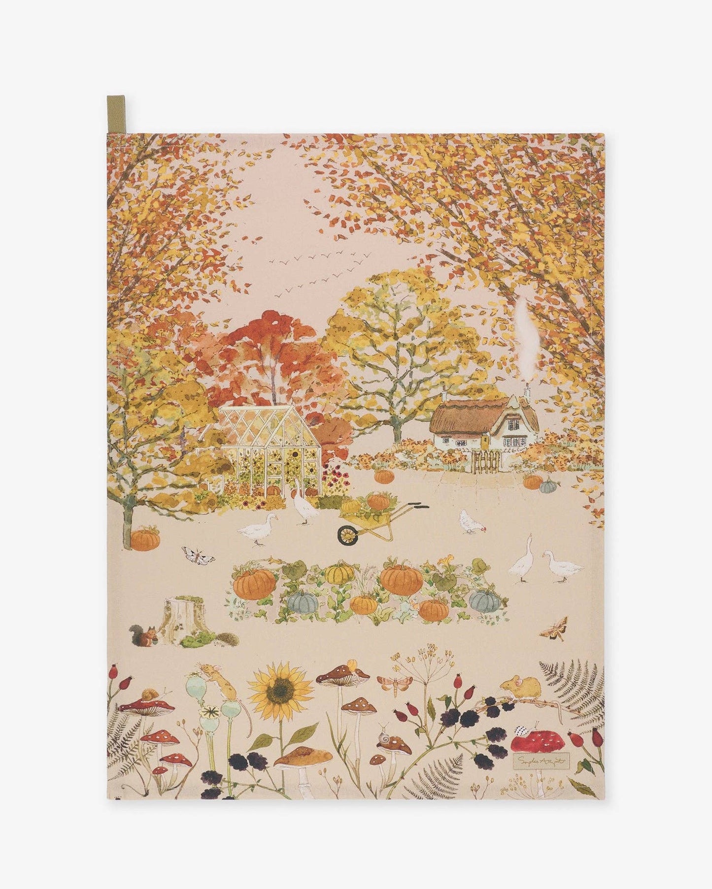 Autumn Forage Scene Tea Towel
