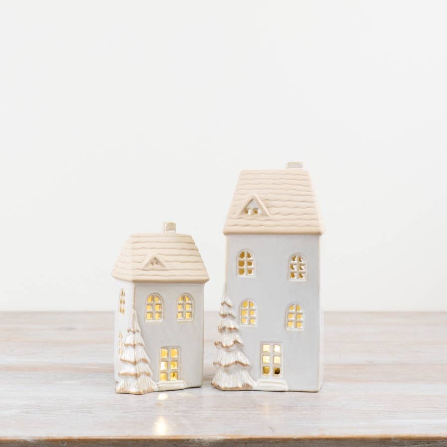 LED Christmas House w/ Gold Detail 14cm