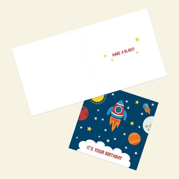 Kids Birthday Card - Space Rocket