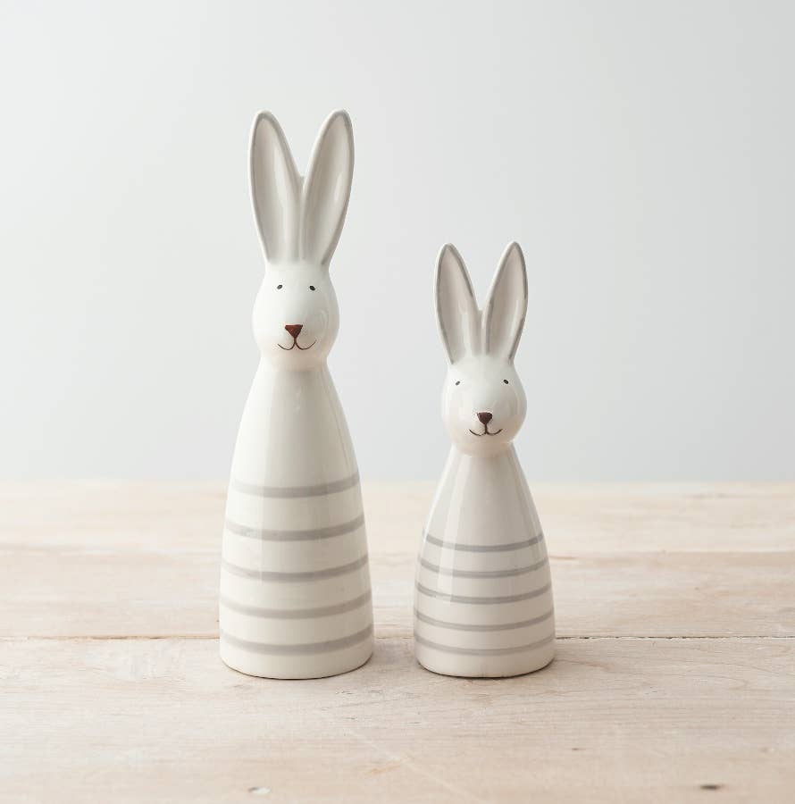 White Stripped Ceramic Rabbit 20cm