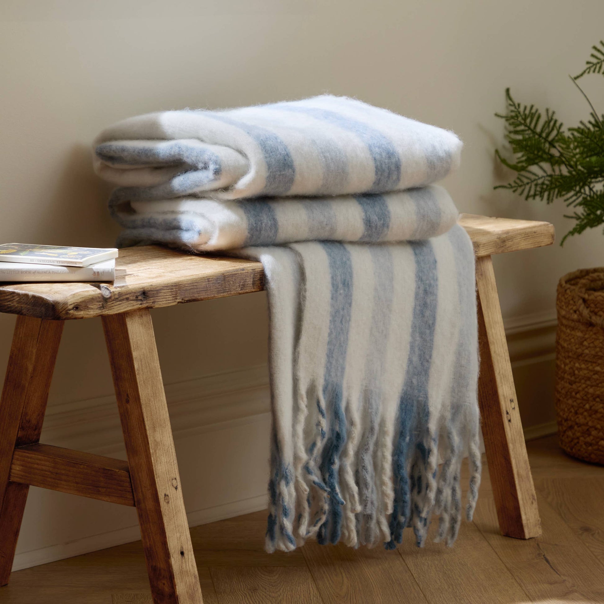 Beechwood Woven Stripe Throw Sky Blue - Bluebell and Willow