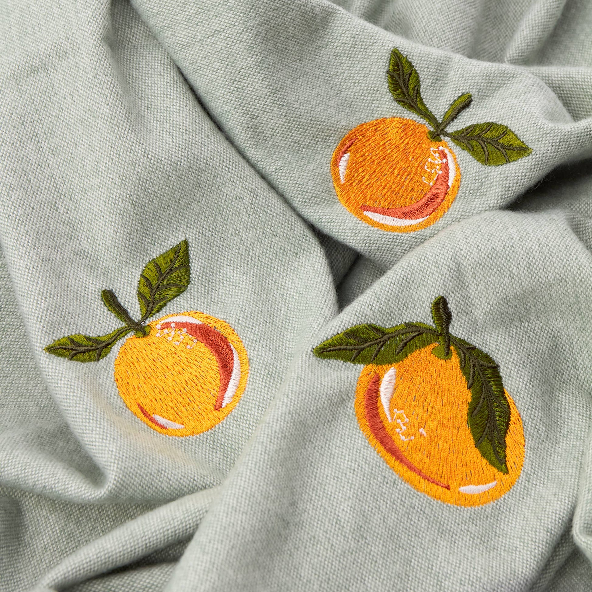 Fruits Lightweight Embroidered Throw Zesty Orange - Bluebell and Willow