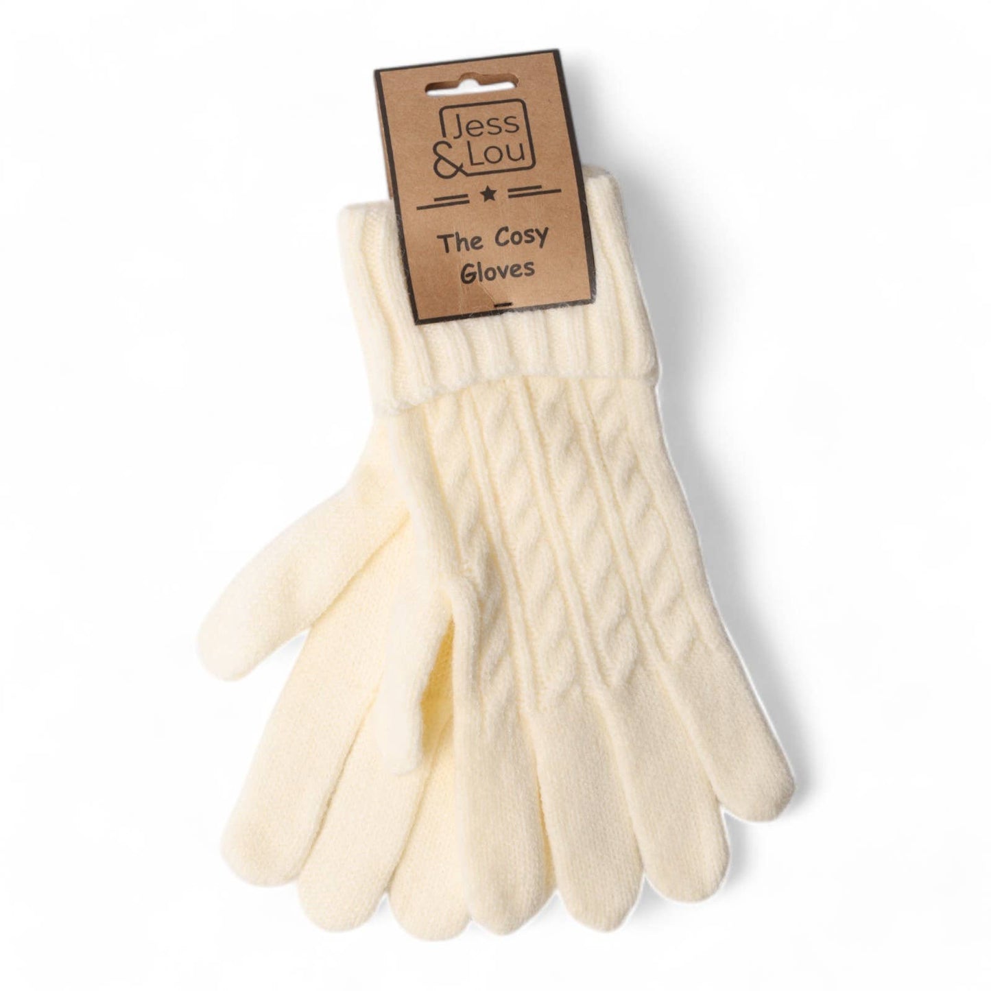 Cream Cosy Cable knit Gloves