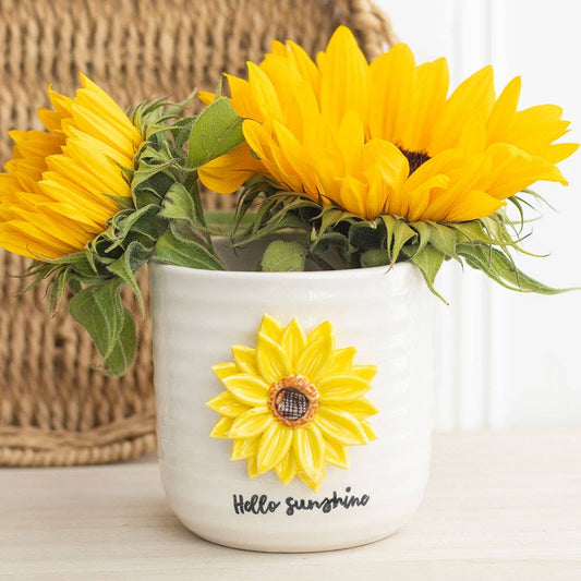 Hello Sunshine Plant Pot with 3D Sunflower - Bluebell and Willow