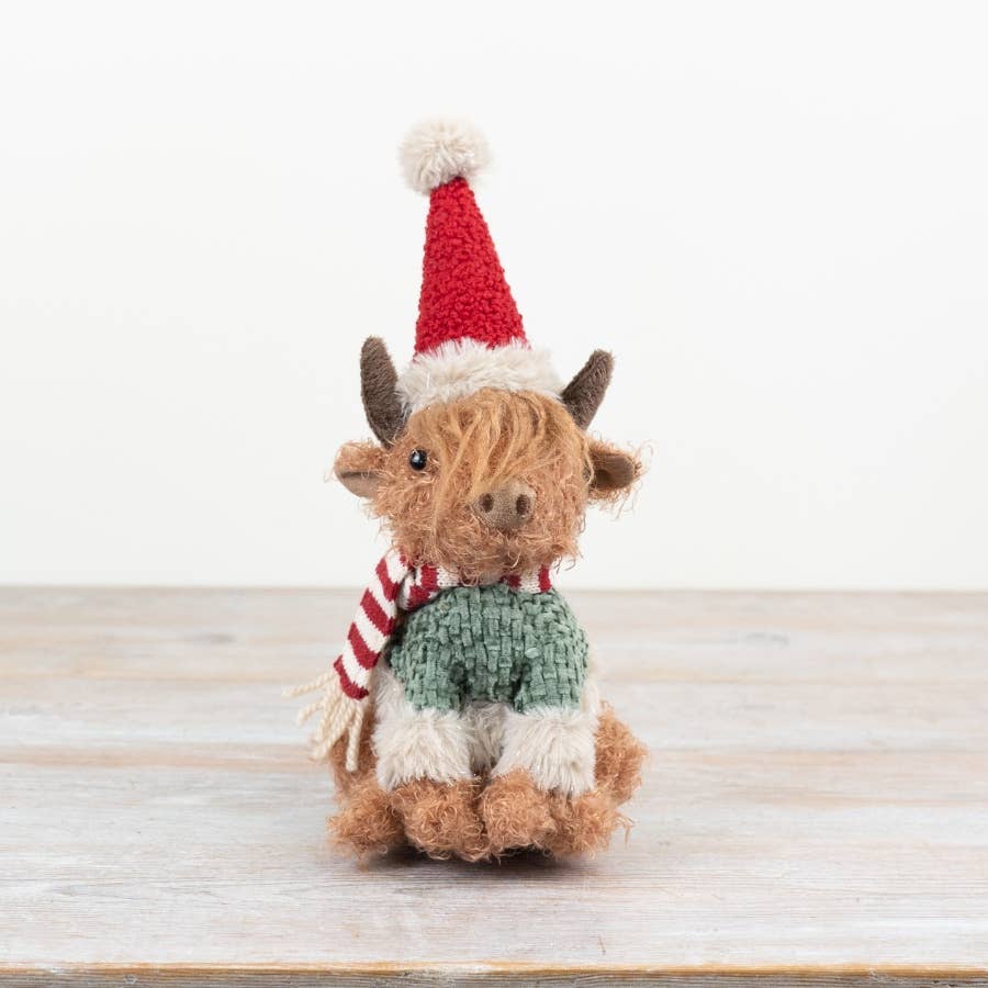 Christmas Fabric Highland Cow, 28cm