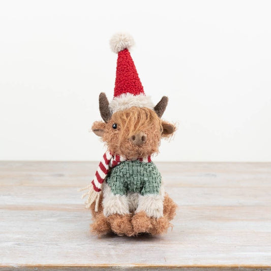 Christmas Fabric Highland Cow, 28cm