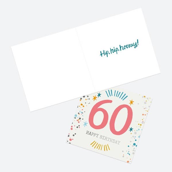 Foil Birthday Card - Typography Splash - 60th Happy Birthday - Bluebell and Willow