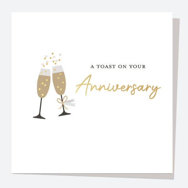 Luxury Foil Anniversary Card - Foil Monochrome - Glasses