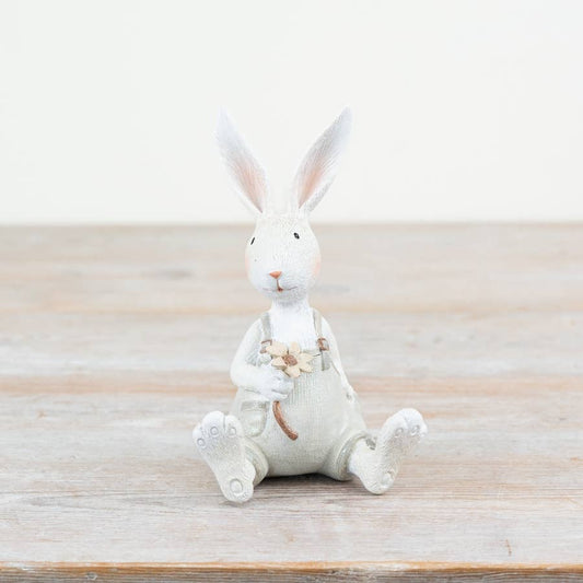 Sitting Rabbit Holding Flower, 15.5cm - Bluebell and Willow