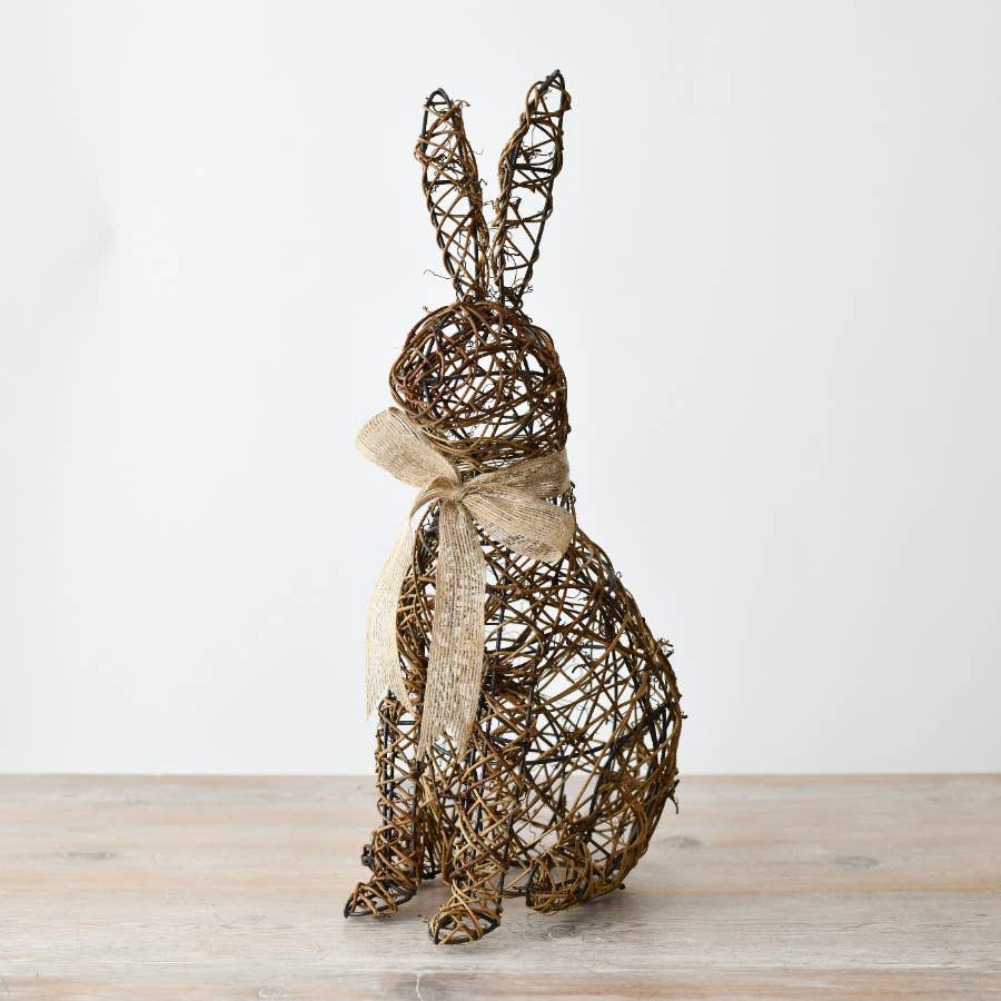 Standing Rattan Bunny Deco