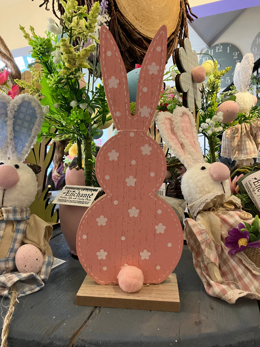 Wooden Bunny Silhouette- Pink